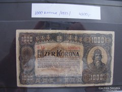 1000 Korona 1923 Magyar Pénzjegynyomda.