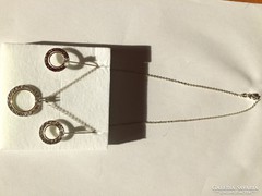 Silver necklace, pendant and earrings