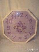 Clock - handwork wall clock 50 x 50 cm, the dial is perfect with cross-stitch embroidery!