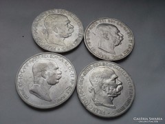 Ezüst 5 koronák:1900,1907,1908(jubileum),09