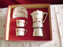 Régi Hollóházi VOLÁN feliratos kávéfőző csészékkel dobozában
