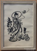 Műnsch: Japán nő napernyővel és teával