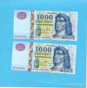 Hajtatlan  !!!!  Unc !!!! 1000 Forint 2007 DB 2 DB Srszk !!!