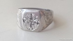 Antik, Nemesi címeres ezüst pecsétgyűrű 