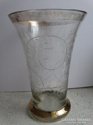 Antik bieder váza vésett, savmart indamintával, aranyozással