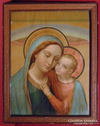 E.Gagliardi / Mária kis Jézussal - gyönyörű  régi olajnyomat