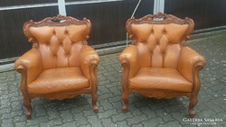 Barok stilusú 2 darab bőr fotel