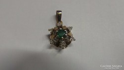 Arany Antik gyémánt és smaragd medál 1,30 gramm 585