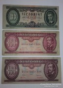 100 forint és 10 forint 1949-1957 3 db !