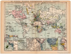 Az európai államok gyarmatainak átnézeti térképe 1892