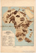 Afrika jellemzőbb gerinces állatai, térkép 1928, eredeti