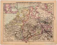 Észak-Nyugat - Németország, Hollandia, Belgium térkép 1893