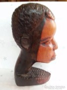 Faragott afrikai férfi fej (nehéz tömör fa) 
