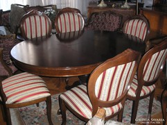 Bidermaier étkezőasztal 6 székkel