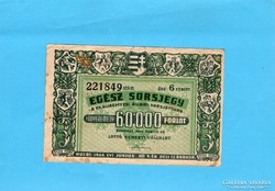 Egész Sorsjegy 6 Forint 1949 !