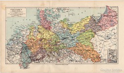 Poroszország térkép 1892, eredeti, német, régi
