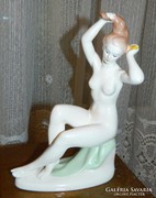 Aquincum porcelain: woman combing her hair - female nude from my series