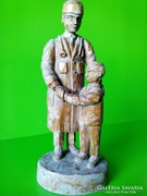Múzeumba illő ritkaság !!! Kiss Ernő - a Népművészet mestere-fa faragott faszobor jelzett szobor