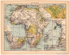 Afrika térkép 1892, eredeti, antik, magyar nyelvű, Athenaeum