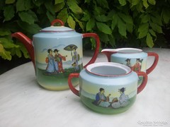 ANTIQUE JAPANESE GEISHA TEA SET, 3 PCS