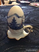 Álomszép barokk porcelán tojástartó tojással