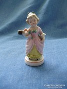 Antik német porcelán virágcsokros kislány parfümtartó