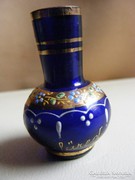 régi mini kék üveg ibolya váza - Balatonfüred