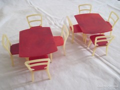 retro trafikos játék bababútor,műanyag játék asztal,szék