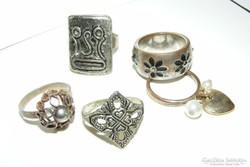 Antik és etró gyűrű csomag, iparművész darabokkal.