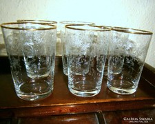 6 db antik maratott csipkeszerű díszitéssel   pohár