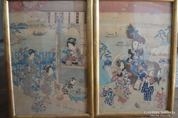 2 db japán fametszet, ukiyo-e XIX sz. második fele 65x45 cm!
