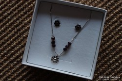 Silver pendant, necklace, earrings