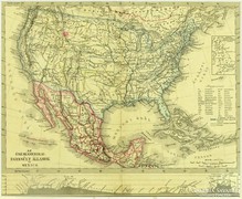 0L611 Antik acélmetszet térkép ÉSZAKAMERIKA MEXIKÓ