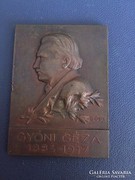 Bödy: Gyóni Géza emlék bronz plakett