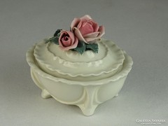 0L729 Régi rózsás ENS porcelán bonbonier