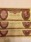 100 forint 1989 3 db UNC gyonyoru!!