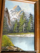Osztrák festő: Alpesi táj ,olaj-vászon festmény