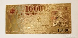 24 karátos arannyal bevont 10000 forintos bankjegyveret