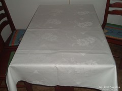 Fehér damaszt nem használt,avatatlan asztalterítő,396/130 cm