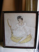 Régi Balerina pasztell kép és régi képkeret