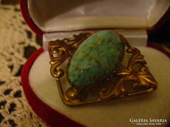 Very beautiful turquoise, chiseled old brooch
