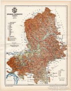 Nógrád vármegye térkép 1897, antik, eredeti, megye