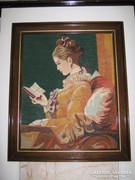 Olvasó nő gobelin kép 