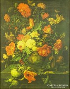 0L927 Régi virágcsendélet nyomat vásznon 1979