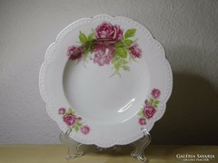Zsolnay régi gyöngyös szegélyű rózsás tányér falitányér 