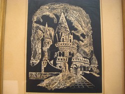 Halászbástya , metszet  38 x 46  cm szignós