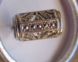 Ezüst régi  markazit berakású  ívelt gyűrű 55-ös