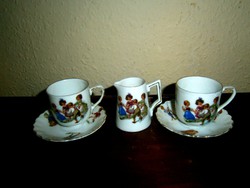 Antik Victoria játék  porcelán ( kancsó + csésze+ tálka)