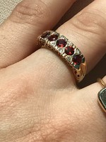 ​Csodálatos arany gyűrű gyémántokkal és gránáttal 16mm​ 