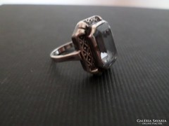 Szecessziós akvamarin köves ezüst gyűrű